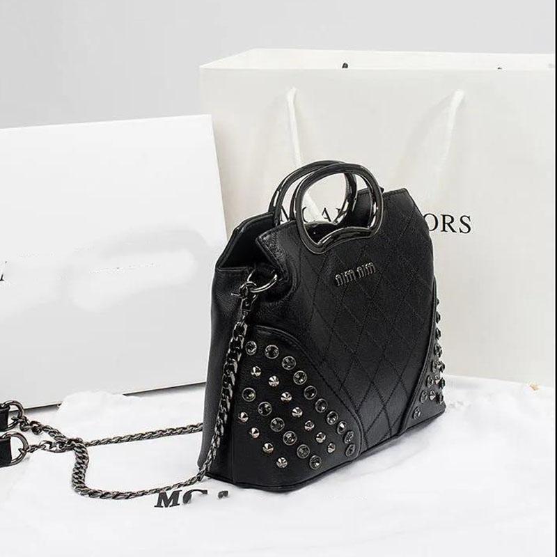 European Style Metal Rivet Decoration PU Leather Top-Handle Bags Handbags Women Large Capacity Personality Crossbody Bag