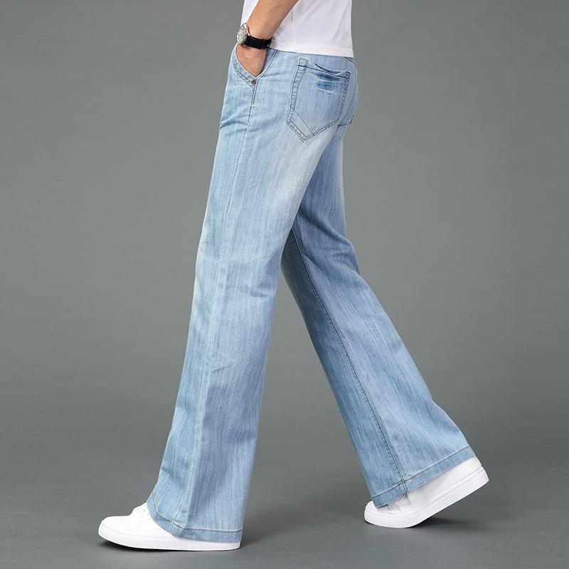 Mens Bell-Bottoms Jeans 60s 70s Flares Denim Pants Vintage Retro Wide Leg Trousers Slim Fit