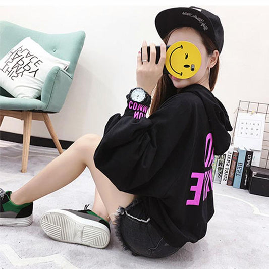 Women's Sweatshirt Wild Large Size Long Sleeve Warm Hooded tops Autumn Winter Sweater Cotton