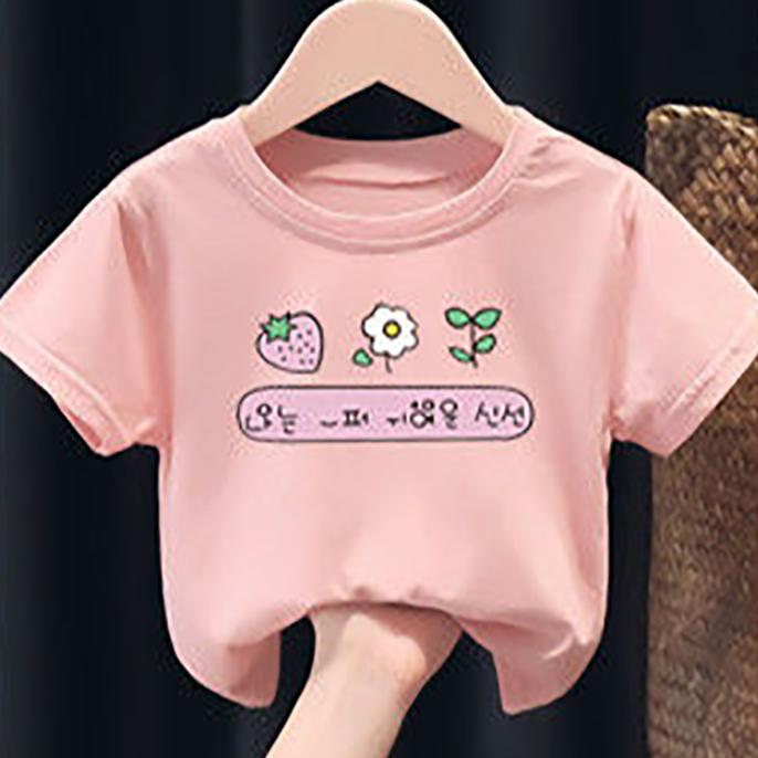 Summer Kids Cute Printing T Shirts Short Sleeve Tops Korean Style O-neck Loose T Shirts For Children Girls