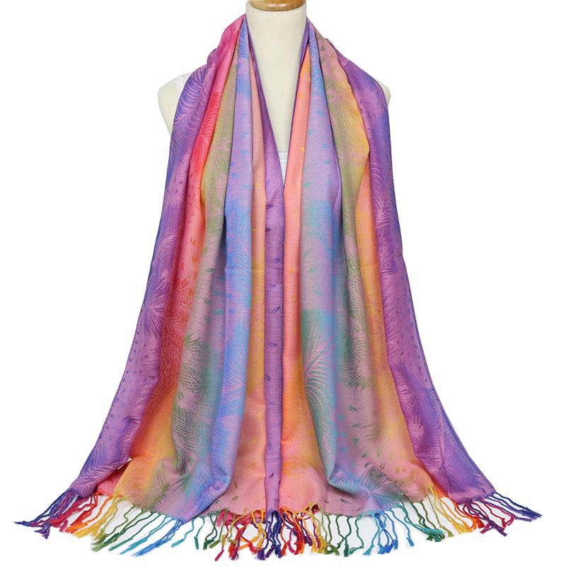 Women Long Stole Hijab Shawl Pashmina Scarf Wrap Tassel Glitter Gift