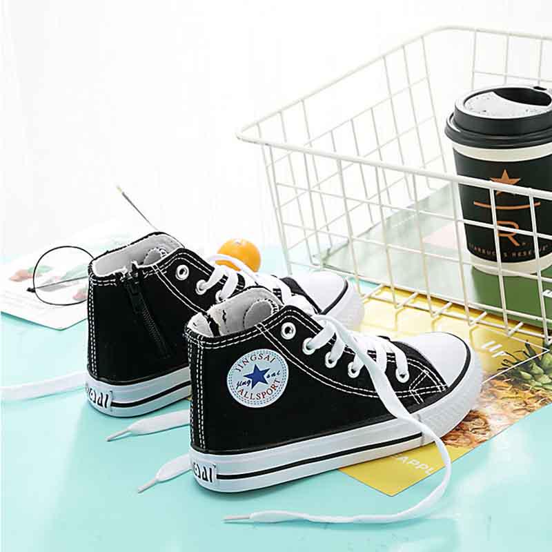 Child Canvas Sneakers Kids High-top Running Basketball Shoes Deodorant Breathable Skate Shoes