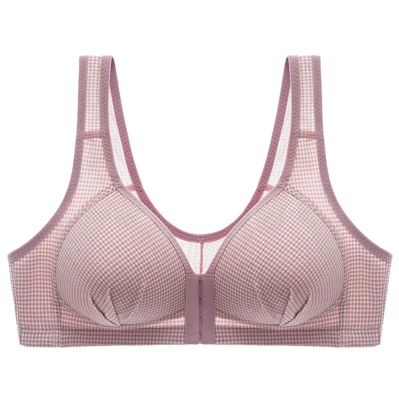 Front Buckle Pure Cotton Vest Underwear Women's Non-wireless Breastfeeding Anti-sagging Micro-adjustable Bra Light and Breathable