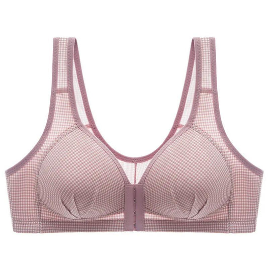 Front Buckle Pure Cotton Vest Underwear Women's Non-wireless Breastfeeding Anti-sagging Micro-adjustable Bra Light and Breathable