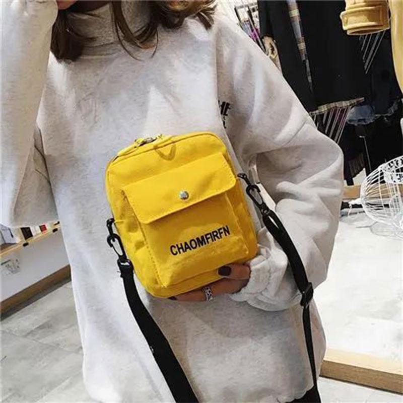 INS Canvas Small Square Handbag Small Bag Female Korean Version of All-match Messenger Bag Student Shoulder Bag Girl Shoulder Bag Zipper Messenger Bag