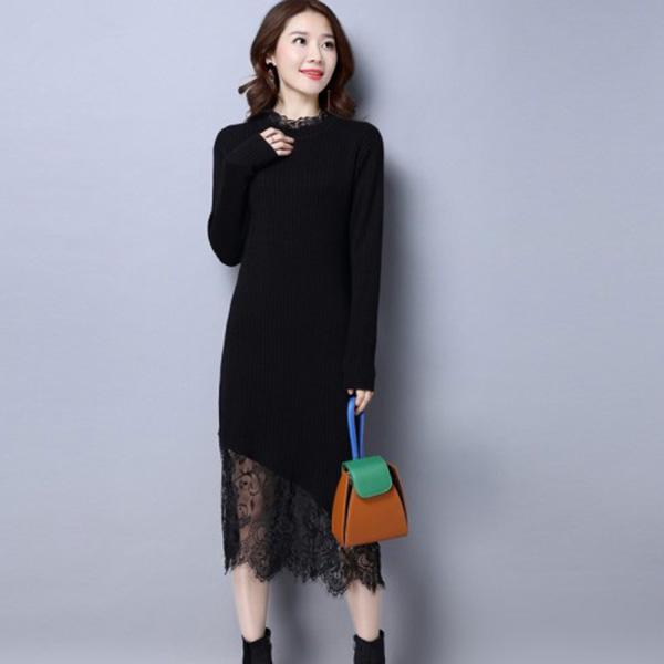 Medium and Long Section High Collar Sweater Winter Knitting Sweaters Skirt Large Size Sweater Woman