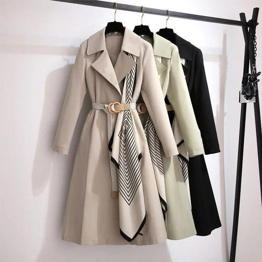 Women Trench Coat Fashion Fall Winter Casual Cotton with Over Size Vintage Long Coats Overcoats Top   Outwear