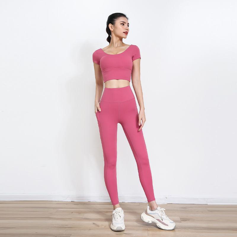 Seamless Women Yoga Set Workout Sportswear Gym Clothing Fitness Long Sleeve Crop Top High Waist Leggings Sports Suits