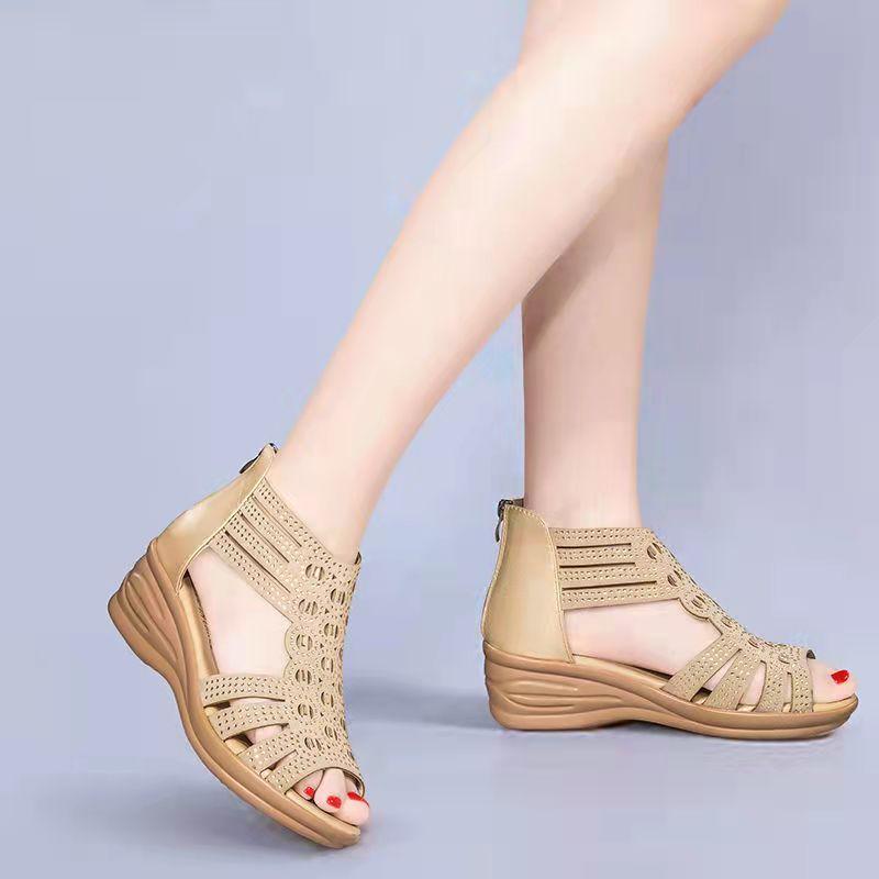 INS Leisure Women Wedges Heeled Women Shoes Summer Sandals Party Platform High Heels Shoes Woman  Fashion Fish Mouth Pumps Sexy Hollow Out Shoes