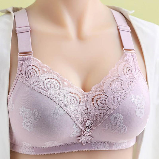 Large Size Thin Underwear Gathering Type Anti-sagging Anti-glare Collection Auxiliary Breast No Steel Ring Comfortable Bra Breathable Bra