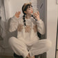 Women's Winter Thick and Velvet Korean Pajamas Suit Fashion Flannel Cartoon Outer Wear Cute Sweet Home Service