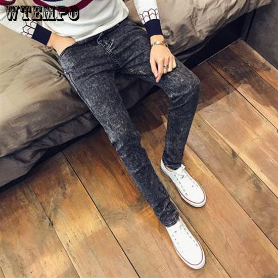 Fashion MenS Jeans Pants Hole Slim Fit Denim Jeans Casual Trousers Skinny Jeans