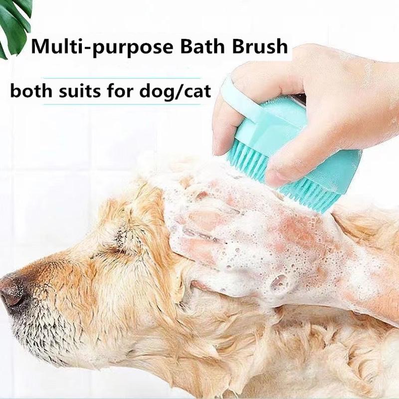 Pet Bath Brush Dog Bath Artifact Shampoo Bath Liquid Storage Cup Silicone Cat Puppy Bath Brush Pet Cat Dog Grooming Comb Hair Removal Massage Brush