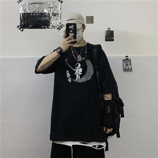 Short-sleeved T-shirt Men's Summer Large Size Trend Printing Half-sleeved Ins Student Loose Couple Top T-shirt