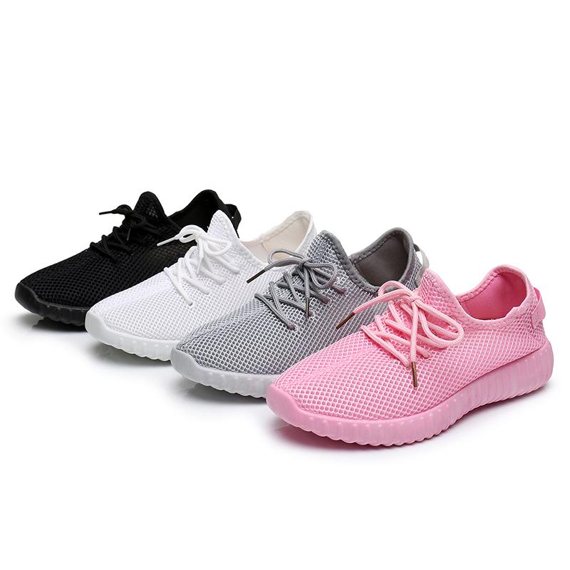 Flat Mesh Sneakers Women's Lace-up Casual Running Shoes Summer Breathable Mesh Shoes Women Outdoor Sports Shoes Light and Breathable