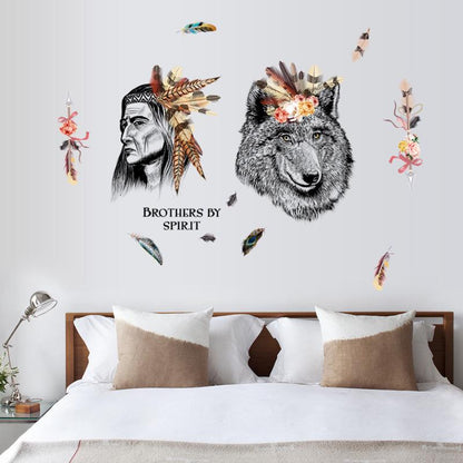 European American simple personality characters bear wall stickers brothers spirit wallpaper