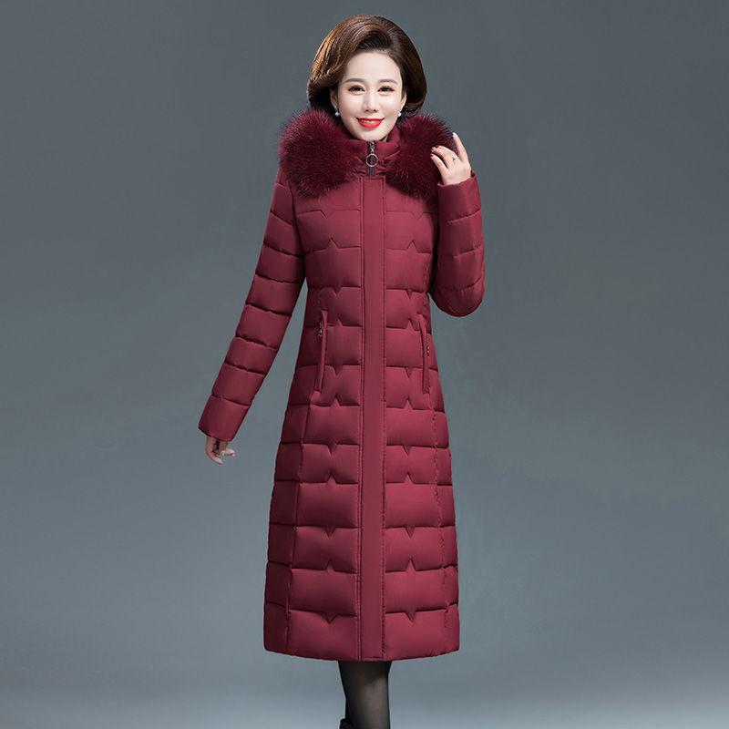 Women's Mid-length Down Jacket Winter Korean Loose Cotton Clothes Casual Hooded Padded Jacket Quilted Jacket