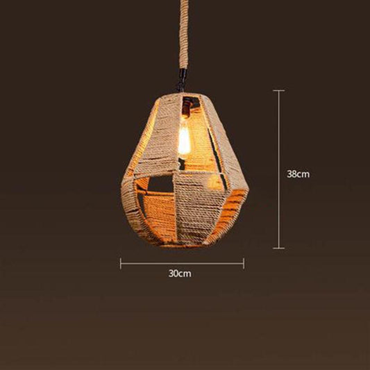 Chandelier Woven Retro Rope Hemp Hemp Branch Restaurant Living Room Bedroom Bar Pub Cafe Light