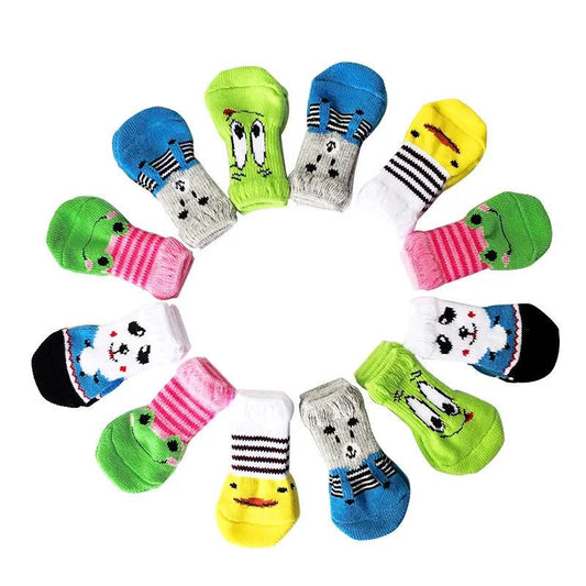 4 Packs of Dog Socks Anti-scratch Anti-dirty Non-slip Foot Cover Teacup Dog Teddy Cat Shoes Pet Dog Shoes Socks Comfy Walking Shoes Dog Cat Boot Socks