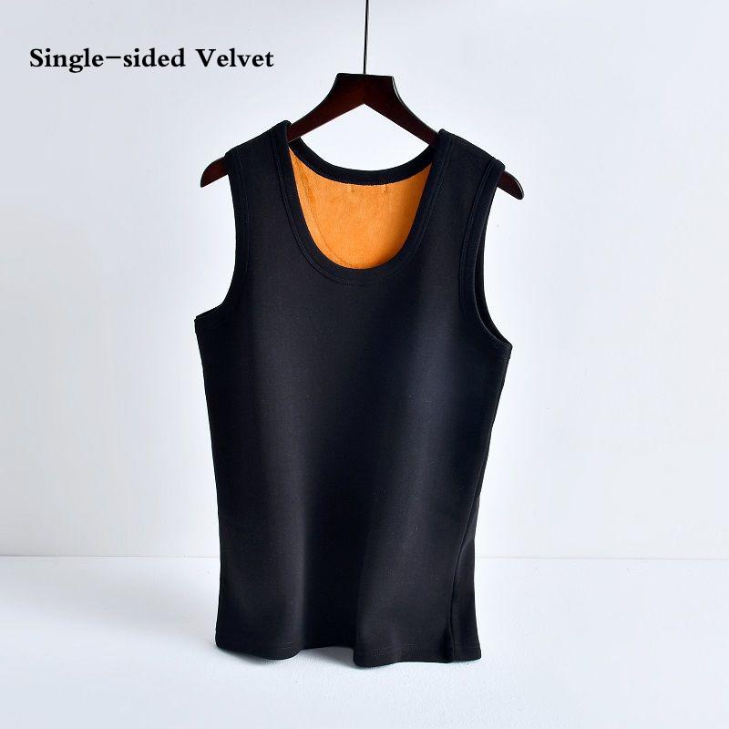 Men Winter Autumn Plus Velvet Thicken Thermal Underwear Tight Vest High Elasticity Comfortable Versatile Soft Lining O-neck Male Sleeveless Breathable