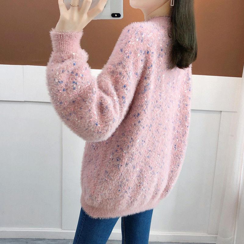 Women's Autumn Sweaters Round Collar Long Sleeve Casual Sweaters Large Size Loose Colorful Versatile Sweaters