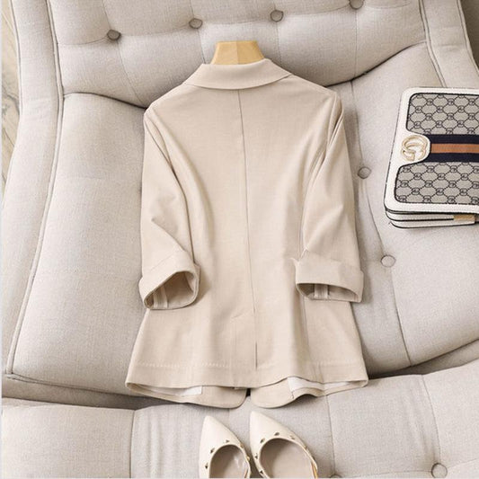 Single Buttons Female Oversized Suit Jacket Full Sleeve Outwear Women's Jacket with Mid-sleeve Temperament Slim Slimming Suit Women's Blouse