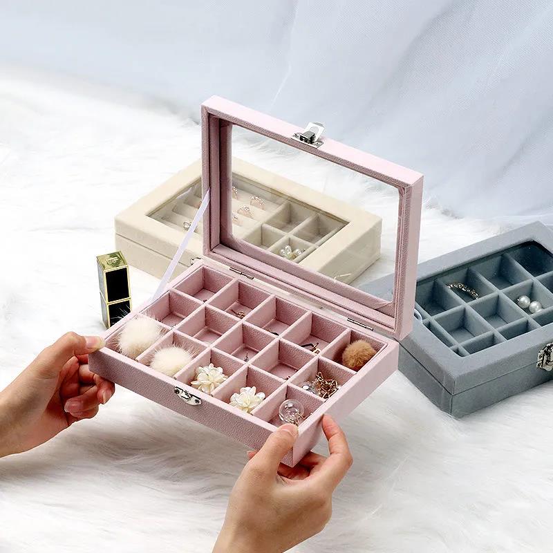 Jewelry Storage Box Dust-proof Transparent Large-capacity Hand Jewelry Stud Necklace Portable Exquisite Display Jewelry Box