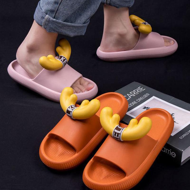 Fawn Sandals Slippers Female Summer Cute Cartoon Household Bathroom Home Slippers Thick bottom  comfortable