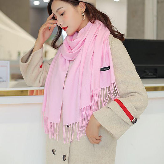 Winter Women Cashmere Solid Scarf Pashmina Shawls And Wraps Female Wool Stoles Head Scarves