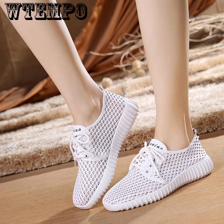 Flat Bottom Mesh Shoes Women's Lace-up Running Shoes Summer Breathable Mesh Shoes