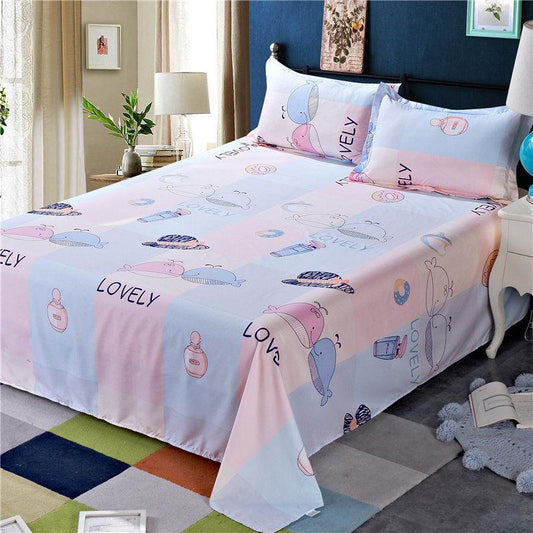 Single Sheet, Two Pillows, Bedding, Double Bed, Single Pillowcase, Cotton, Skin-friendly, Breathable, Sweat-absorbent, Universal