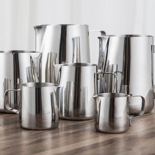 Milk Jugs 304 Stainless Steel Frothing Pitcher Pull Flower Cups Coffee Milk Frother Latte Art Milk Foam Tool Coffeware