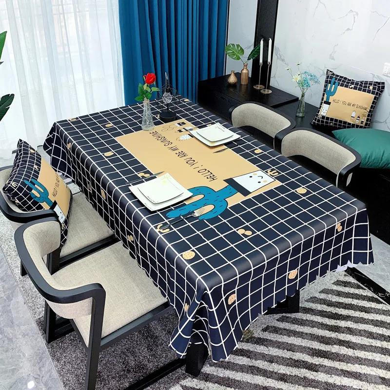 Simple and Modern Coffee Table Dining Table Square Table Rectangular Tablecloth Waterproof and Oil-proof Washable Tablecloth