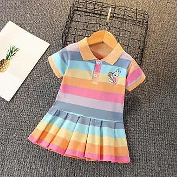 Summer Baby Girls Casual Clothes Dress Cherry Print Short Sleeve Dress Kids Toddler Pageant Dresses