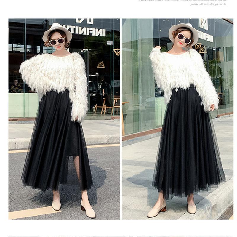 [3 Layers of Yarn + Inner Lining] Half-length Skirt Women's Net Gauze Skirt Large Skirt Mid-length Gauze Skirt Net Yarn Breathable Large Skirt