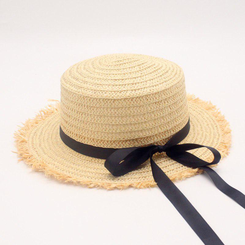 Flat Top Raffia Wide Brim Straw Hats Summer Sun Hats for Women with Leisure Beach Hats Lady