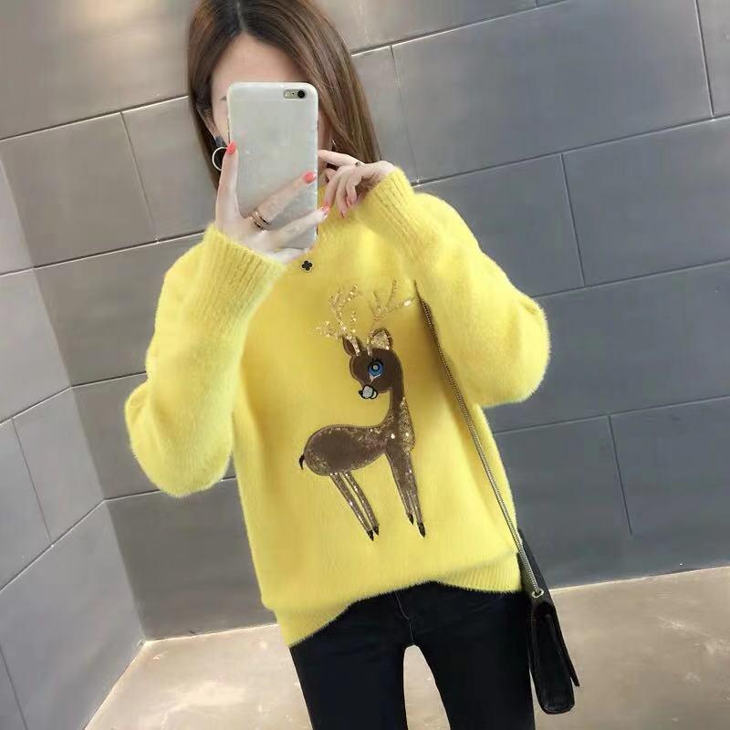 Autumn and Winter Mohair Sweater Fashion Knit Bottoming Shirt Loose Short Women's Top