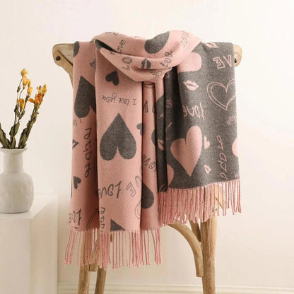 Winter Flowers Cashmere Scarf Women High-end Western Style Su Shawl Thickened Warmth Double-sided Two-color Bib Women