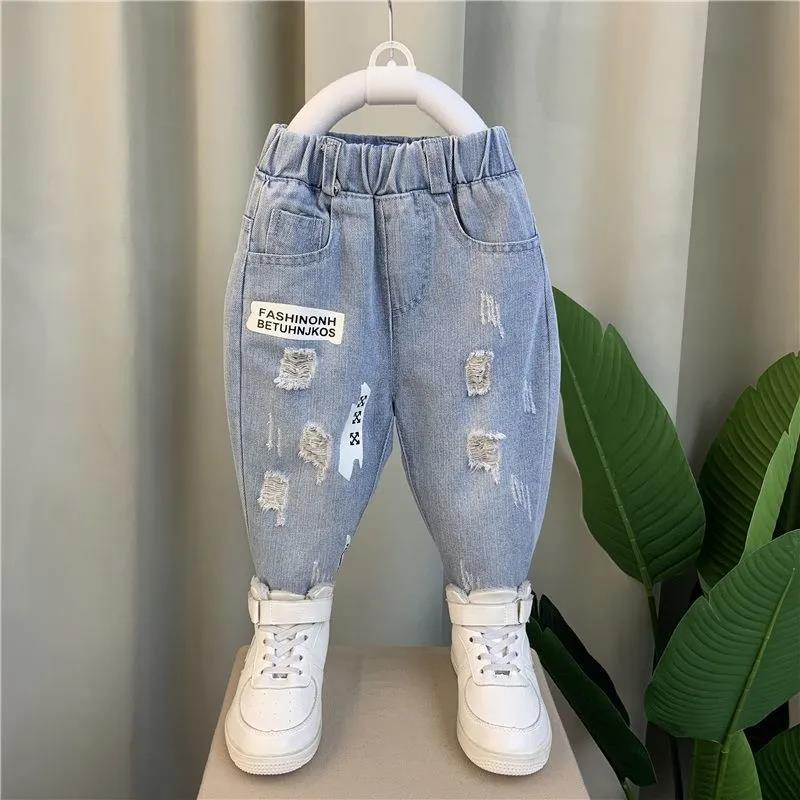 Children's Clothing Boys and Girls Jeans Spring and Autumn Children's Pants Trousers Ripped Pants Casual Pants