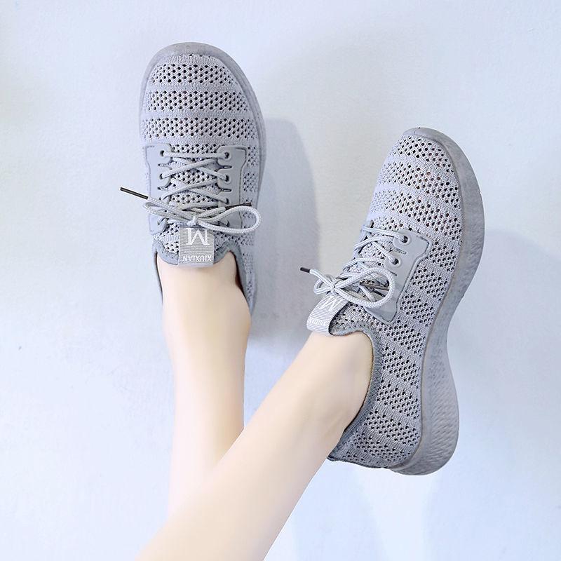 2021 Spring Summer Sports Shoes Women's Breathable Hollow Mesh Shoes Versatile Casual Shoes Lightweight Soft Sole