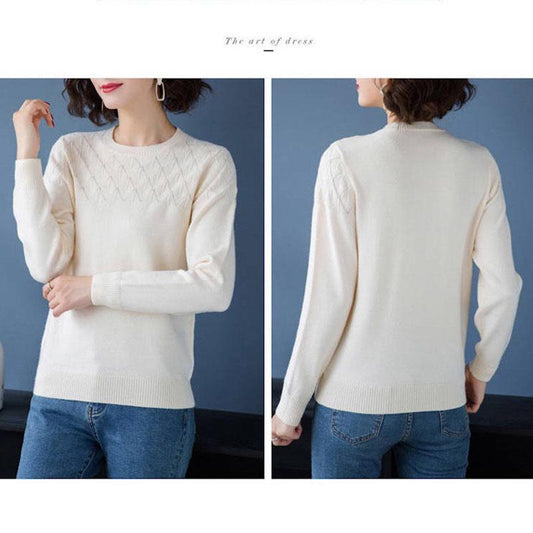 Pofulove Women Sweaters Pullovers Winter Long Sleeve Pull Femme Solid Female Casual Knitted Sweater