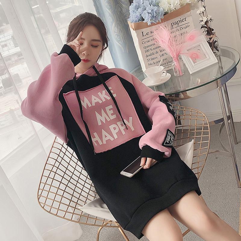 Large size long sleeve warm hooded Top Autumn winter sweater cotton women Sweatshirt wild