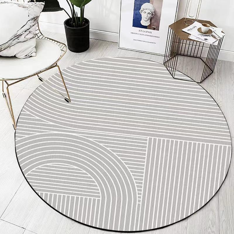 Round Carpet Fangyangr Living Room Bedroom Thickened Pole Line Bedside Blanket Northern European Retro Irregular Tea Blanket