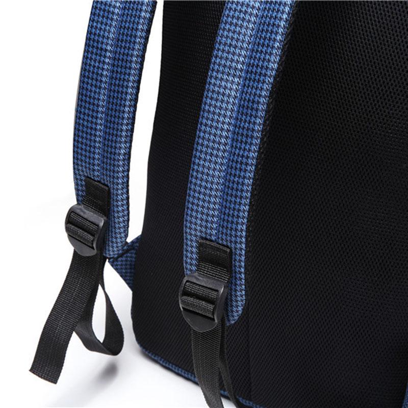 Backpack Men Plaid Canvas USB Mouth Anti-theft Waterproof Student Computer Bag Outdoor Travel Bags