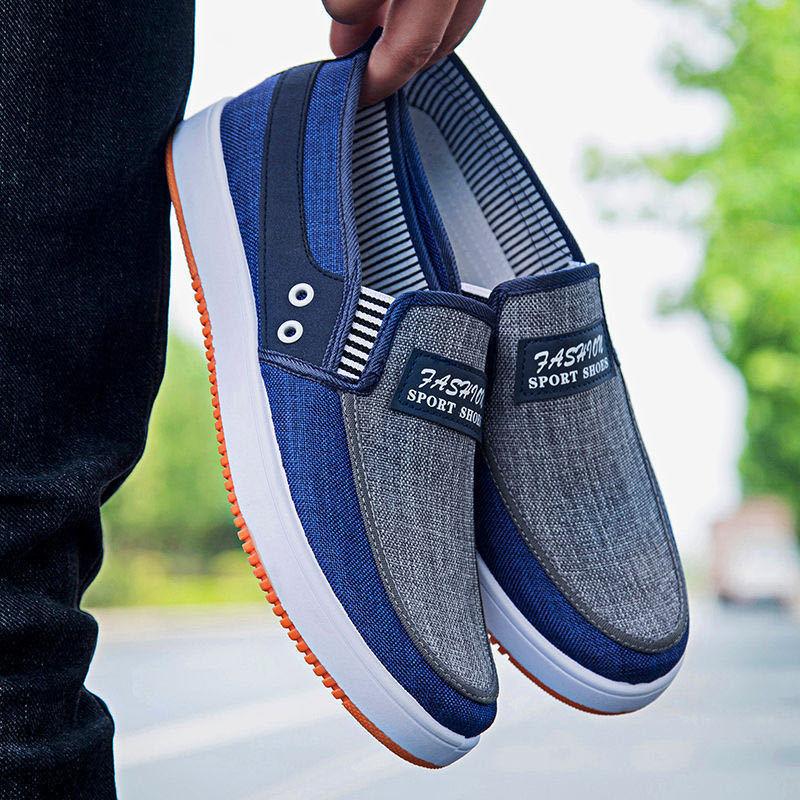 Tendon Bottom Male Old Beijing Cloth Shoes Denim Canvas Shoes Flat Casual Non-slip Wear-resistant Low-top Sneakers