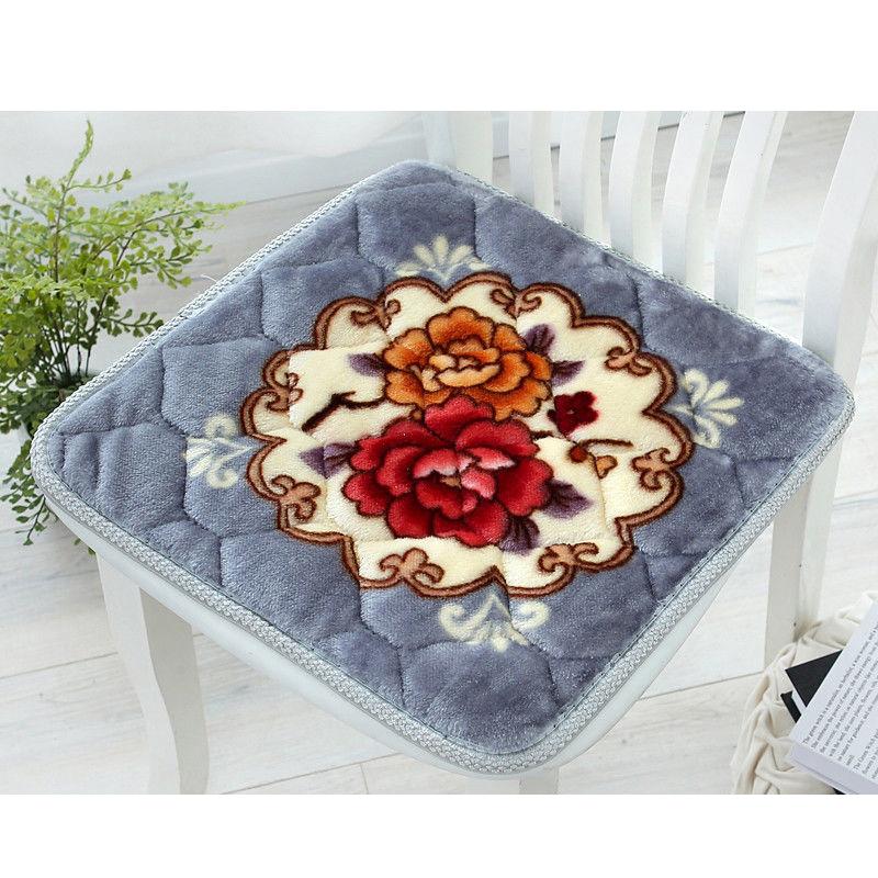 Non Slip Plush Cushion Thickened Indoor Flowers Pattern Chair Cushion Soft Warm Office Cushion