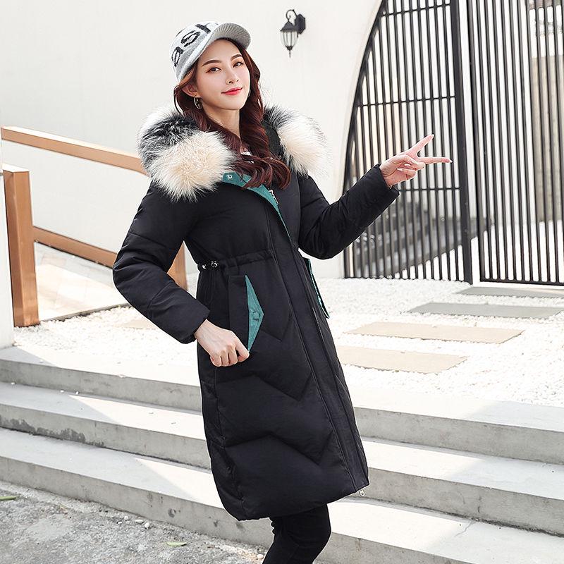 Down Cotton Clothing Women's Jacket Winter Waist Thickening Cotton Long Paragraph Knee Cotton Jacket