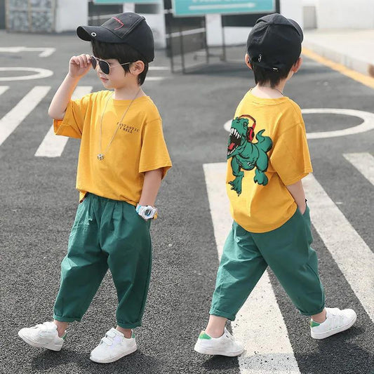 Boys' Suits Children's Clothing Two-piece Suit  Summer Fashion Children's Korean Style Handsome Casual Short-sleeved