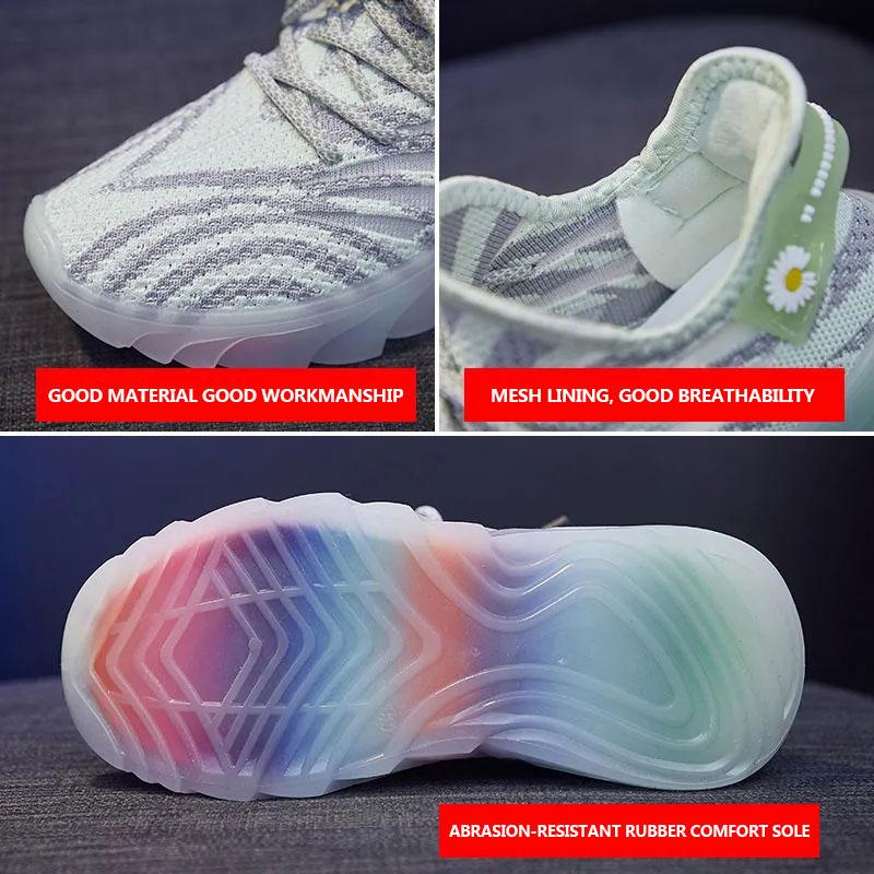 Women's Coconut Shoes Sports Rainbow Jelly Bottom Breathable Spring and Summer Flying Woven Shoes Light Running Student Youth Casual Shoes