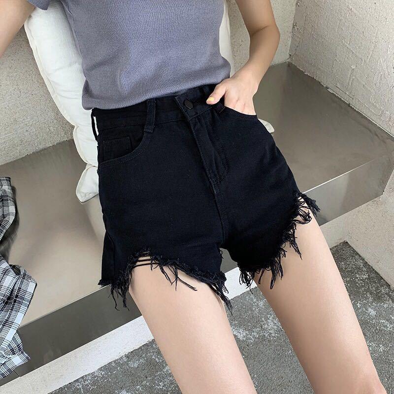 Shorts Women's Loose All-match Jeans High Waist Slim Frayed Wide Leg Pants